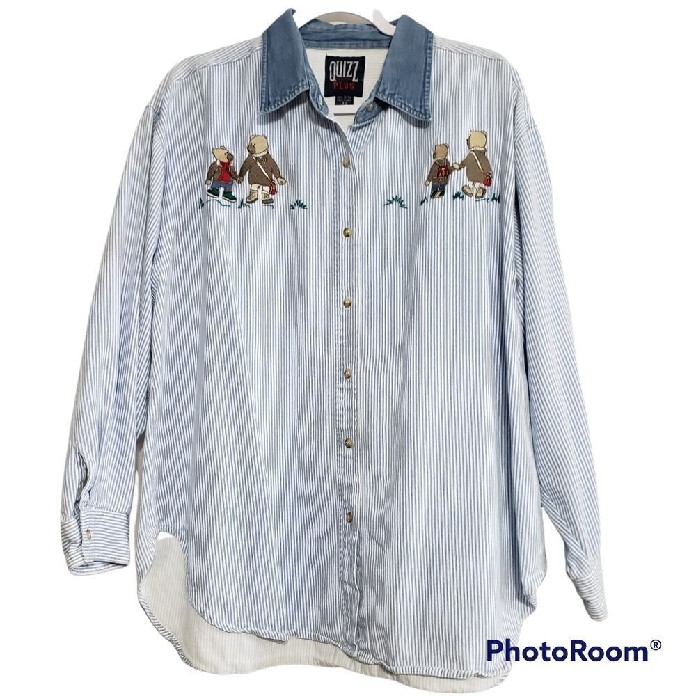 Quizz New York Plus vintage denim button up top